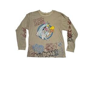 Tom & Jerry Distressed Graphic Graffiti Long Sleeve Shirt Men’s Large‎ *